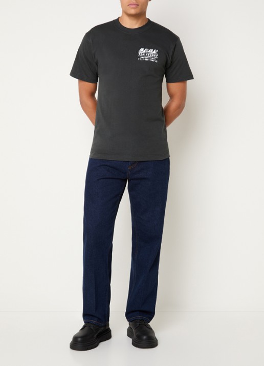 Obey Top Secret T-shirt met front- en backprint - voorkant 2 antraciet