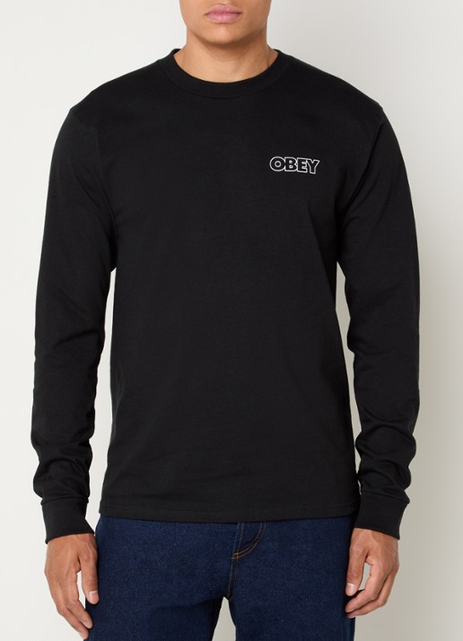 Obey Treble long sleeve met logo- en backprint - achterkant 2 zwart
