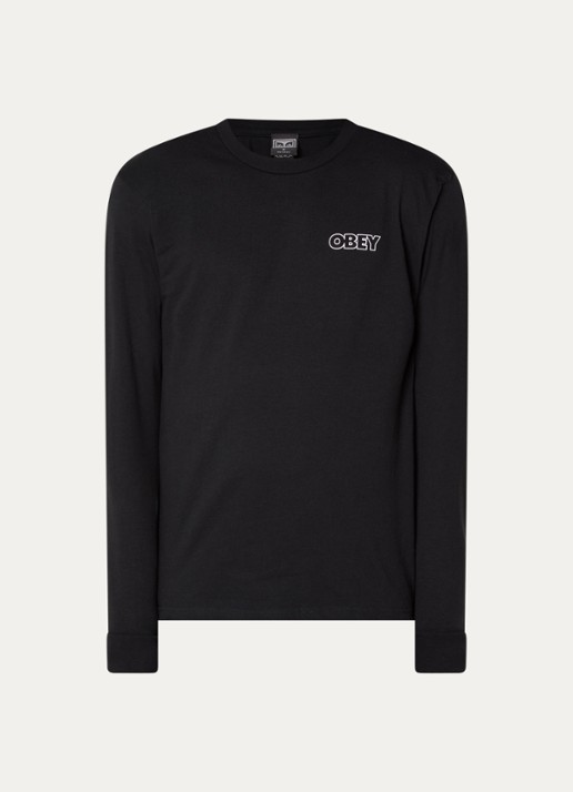 Obey Treble long sleeve met logo- en backprint - voorkant 3 zwart