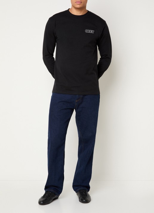 Obey Treble long sleeve met logo- en backprint - voorkant 4 zwart