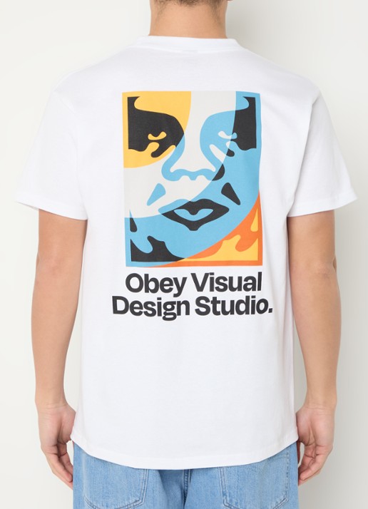 Obey Visual Design T-shirt met logo- en backprint