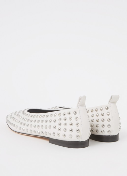 Odare Alba ballerina van leer met studs - achterkant 5 gebroken wit