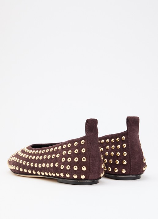 Odare Alba Sensory ballerina van suède met studs - achterkant donkerbruin
