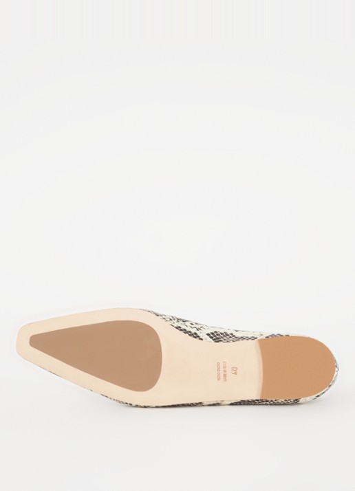 Odare Bilboa ballerina van leer met slangenprint - detail 3 gebroken wit