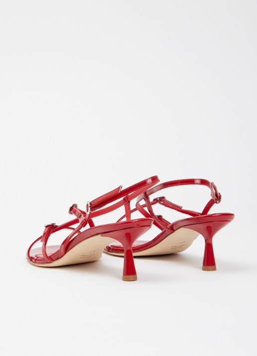 Odare Blanca sandalette van leer - achterkant 2 cranberryrood