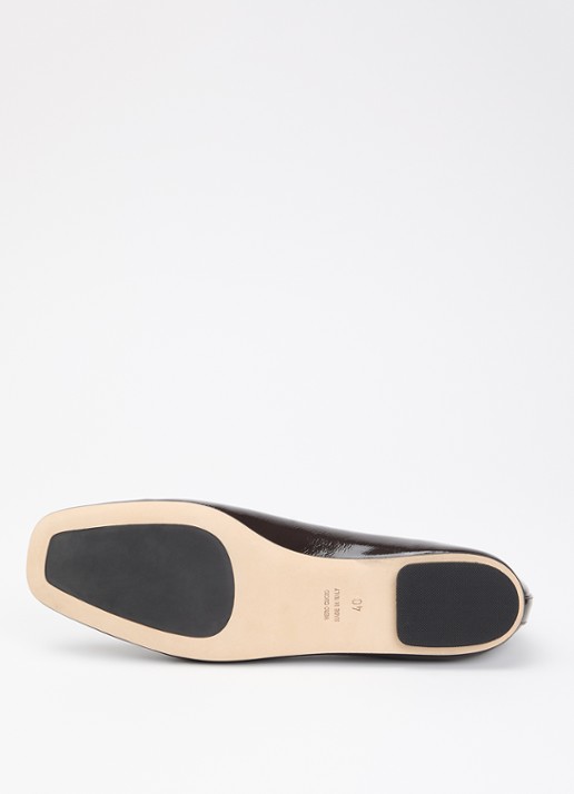 Odare Ibiza Venice ballerina van leer met lakfinish - detail 3 donkerbruin