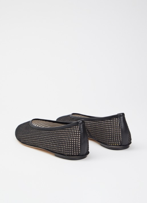 Odare Nora ballerina van mesh met details van leer - achterkant 4 zwart