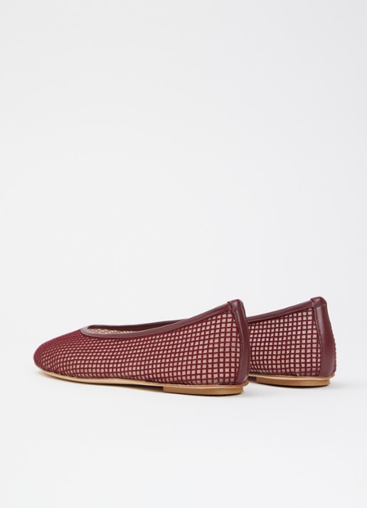 Odare Nora ballerina van mesh met details van leer - achterkant 5 bordeauxrood