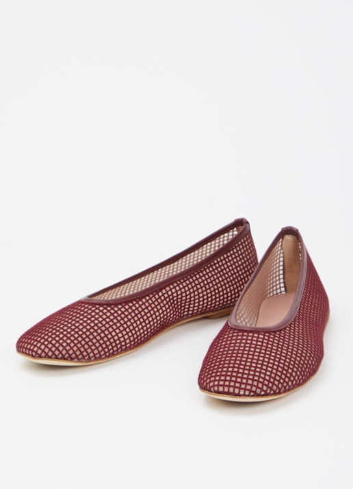 Odare Nora ballerina van mesh met details van leer - detail bordeauxrood