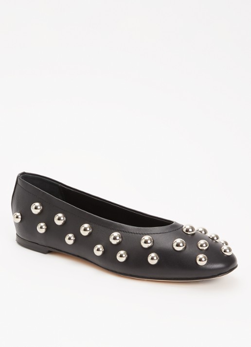 Odare Penna ballerina van leer met studs - voorkant zwart