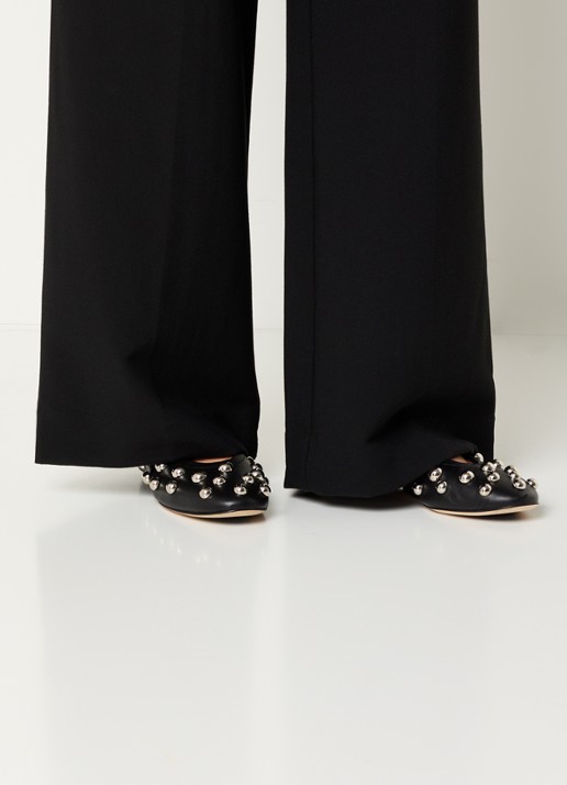 Odare Penna ballerina van leer met studs - voorkant 2 zwart