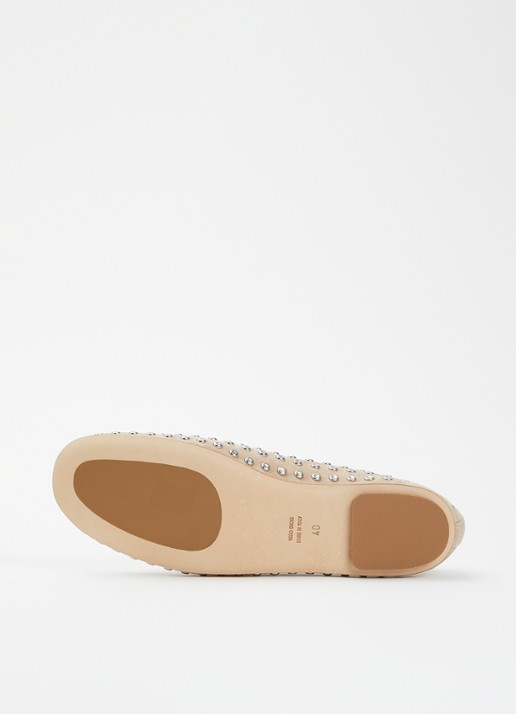 Odare Selena ballerina van suède met studs - detail 3 beige