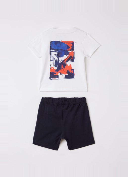 Off-White Arrow set van T-shirt met korte broek - voorkant 2 wit