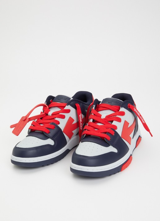 Off-White B-Out Of Office sneaker van leer  - voorkant 2 donkerblauw