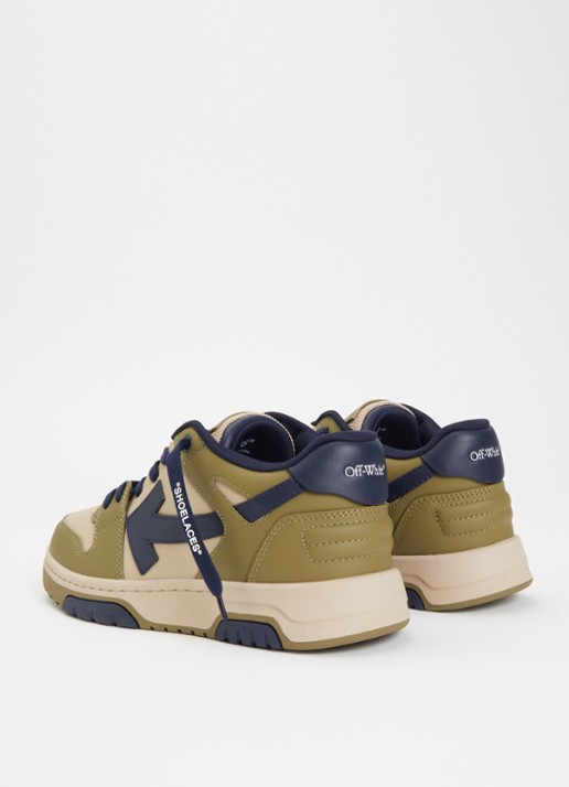 Off-White B-Out Of Office sneaker van leer  - achterkant legergroen
