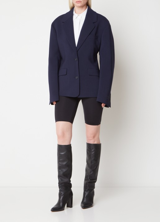 Off-White Blazer van wol met klepzakken - voorkant 6 donkerblauw