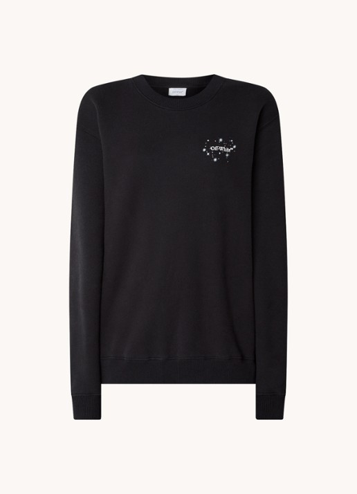 Off-White Bling Stars Arrow sweater met logo- en backprint - voorkant 4 zwart