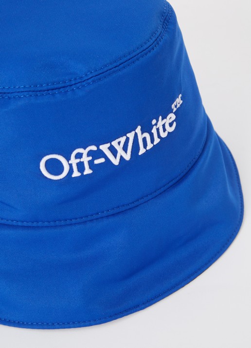 Off-White Bookish Reversible bucket hoed met logoborduring - detail kobaltblauw