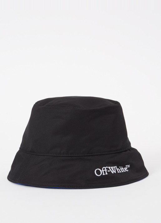 Off-White Bookish Reversible bucket hoed met logoborduring - detail 2 kobaltblauw