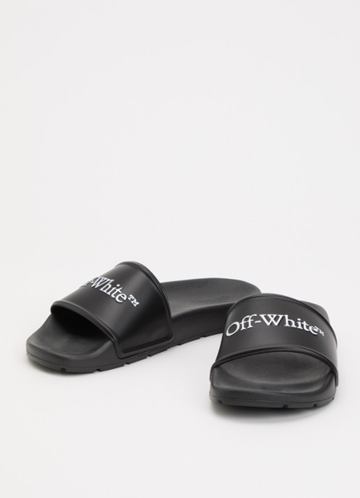 Off-White Bookish slipper met logo - detail zwart