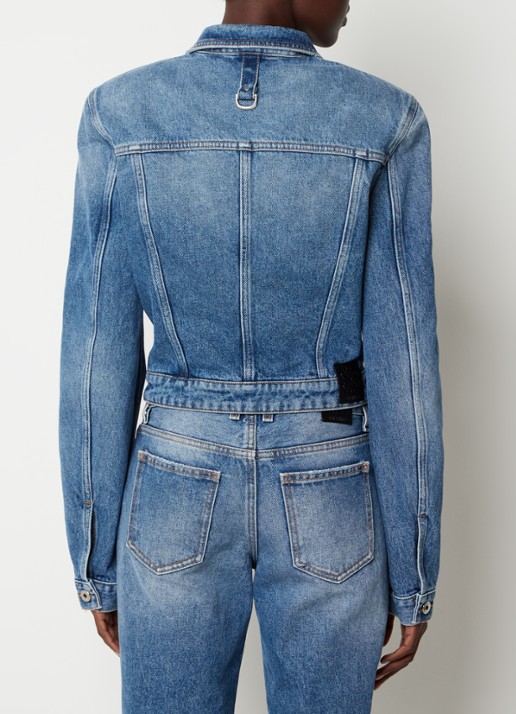 Off-White Cargo cropped spijkerjas met schoudervulling - achterkant indigo