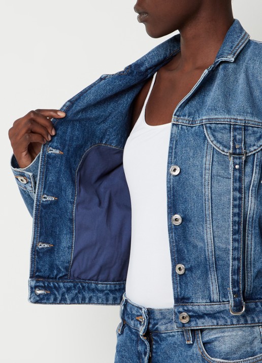 Off-White Cargo cropped spijkerjas met schoudervulling - detail 5 indigo