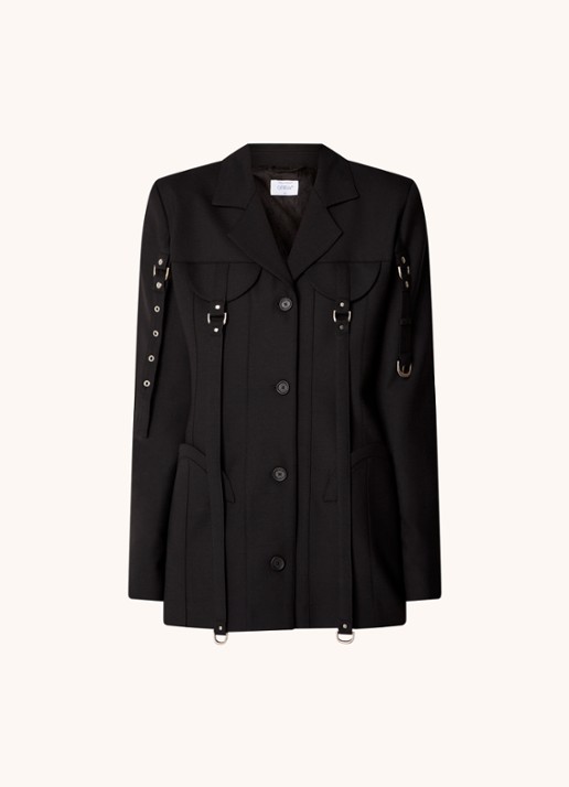 Off-White Cargo jack in wolblend met schoudervulling - voorkant 4 zwart