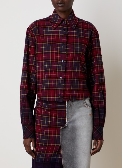 Off-White Check blouse met ruitdessin - achterkant bordeauxrood