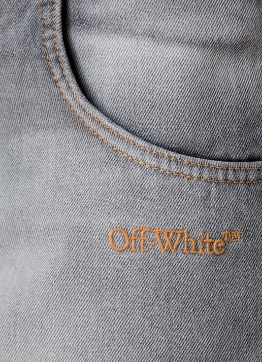 Off-White Check high waist midi spijkerrok met ruitdessin - detail 5 zwart