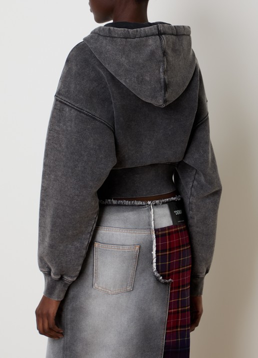 Off-White Check hoodie met logo - achterkant 6 antraciet