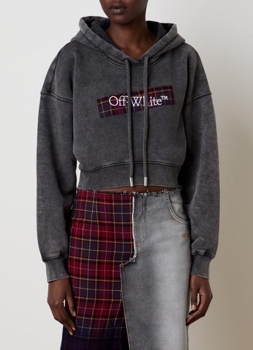 Off-White Check hoodie met logo