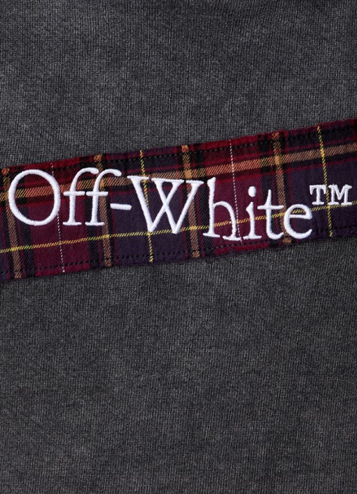 Off-White Check hoodie met logo - detail 3 antraciet