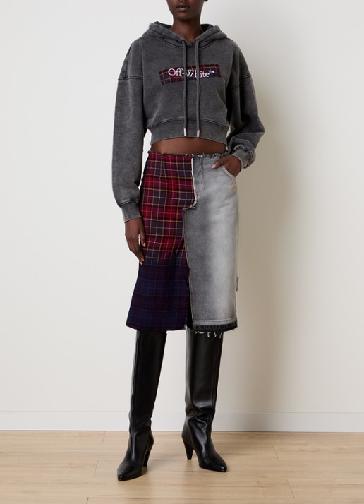 Off-White Check hoodie met logo - voorkant 5 antraciet