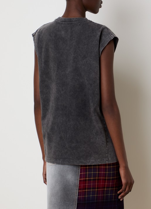 Off-White Check T-shirt met logo - achterkant antraciet