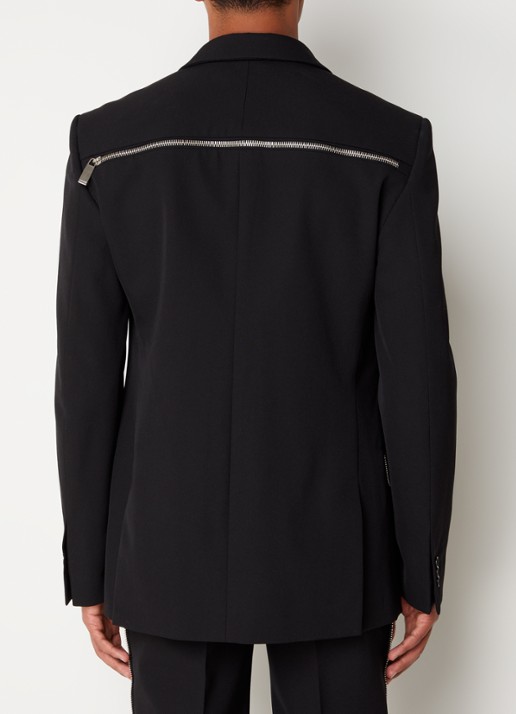Off-White Double-breasted regular fit colbert van wol met ritsdetail - achterkant zwart