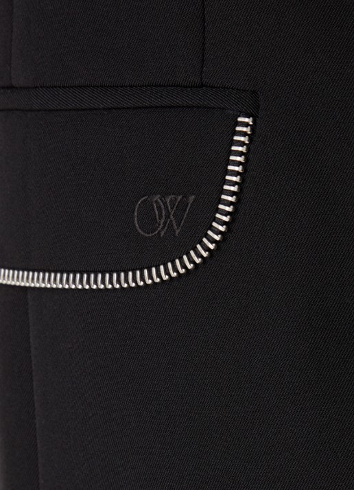 Off-White Double-breasted regular fit colbert van wol met ritsdetail - detail 3 zwart