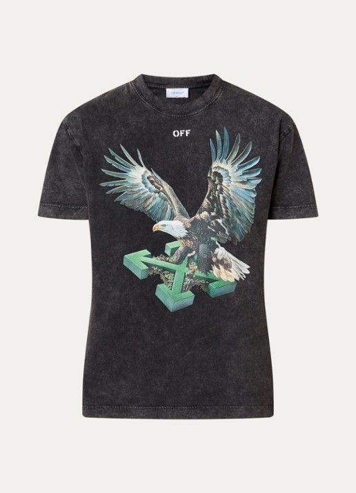 Off-White Eagle arrow T-shirt met front- en backprint - voorkant zwart