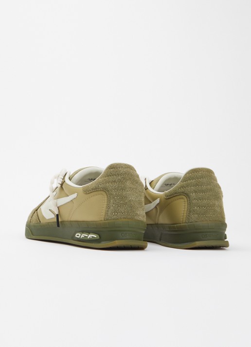 Off-White End Of Play sneaker met details van kalfsleer en suède - achterkant mosgroen