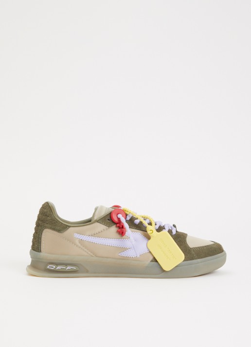 Off-White Ends of Play sneaker met details van kalfssuède - voorkant bruin