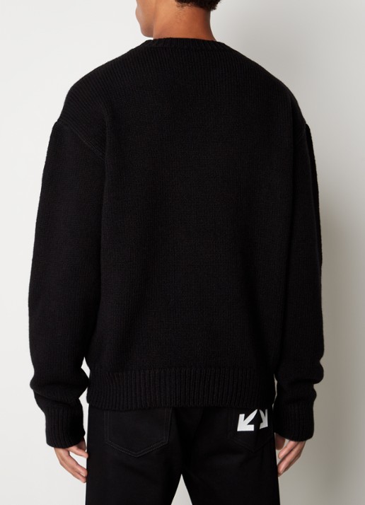 Off-White Grofgebreid trui in wolblend met ingebreid logo - achterkant zwart