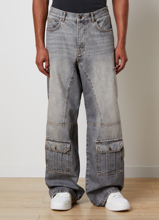 Off-White Half Arrow Cargo wide leg jeans met klepzakken
