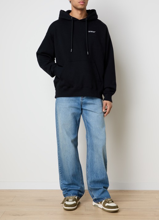 Off-White Half Arrow hoodie met logo- en backprint - voorkant 2 zwart