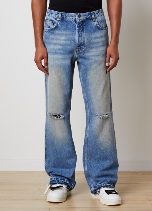 Off-White Half Arrow loose fit jeans met destroyed afwerking en backprint