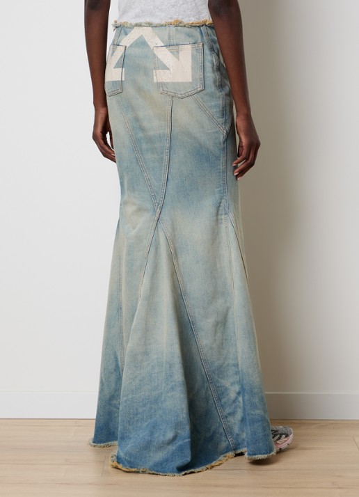 Off-White Half Arrow maxi spijkerrok met verwassen afwerking - achterkant indigo