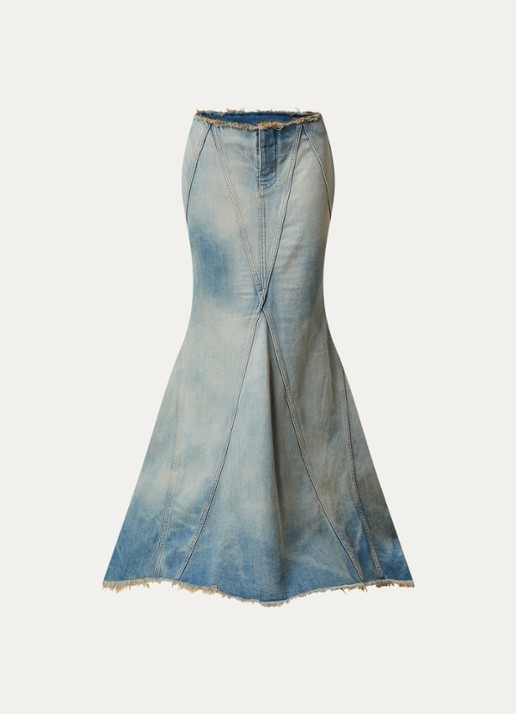 Off-White Half Arrow maxi spijkerrok met verwassen afwerking - voorkant 2 indigo