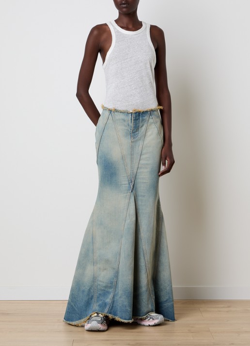 Off-White Half Arrow maxi spijkerrok met verwassen afwerking - voorkant 3 indigo