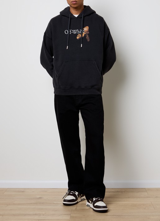 Off-White Hoodie met logo- en backprint - voorkant 2 zwart