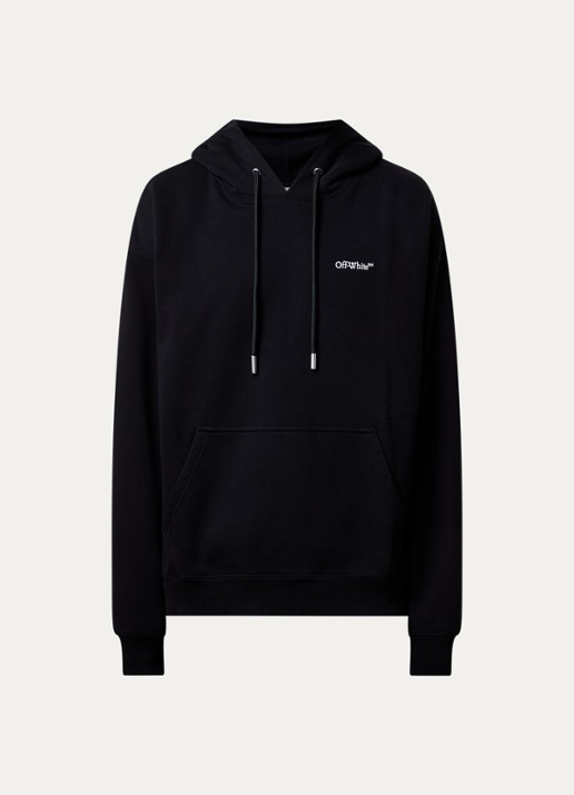Off-White Landscape hoodie met logo- en backprint - voorkant 2 zwart