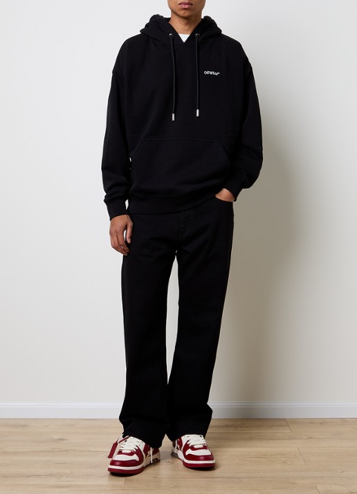 Off-White Landscape hoodie met logo- en backprint - voorkant 3 zwart