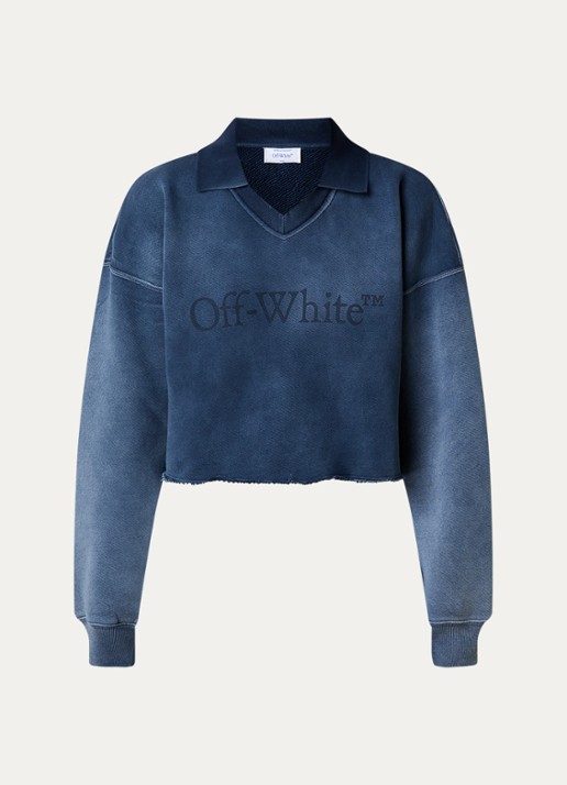 Off-White Laundry cropped polo met logo - voorkant staalblauw